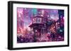 Anime Street Scene Computer Generated-iKinoto-Framed Photographic Print