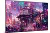 Anime Street Scene Computer Generated-iKinoto-Mounted Photographic Print