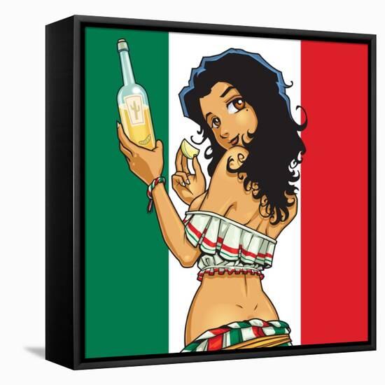 Anime Tequila Girl-Harry Briggs-Framed Stretched Canvas