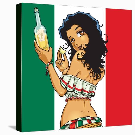 Anime Tequila Girl-Harry Briggs-Stretched Canvas