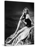 Anita Ekberg Hollywood sex symbol actress (b/w photo)-null-Stretched Canvas