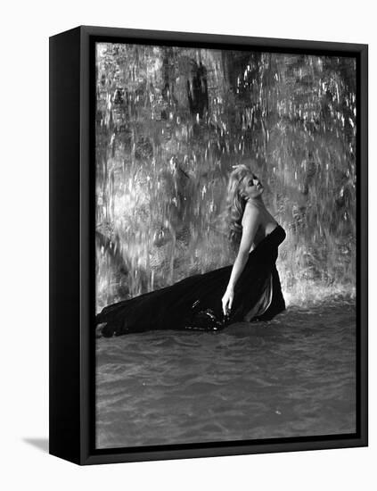 Anita Ekberg, La Dolce Vita, Federico Fellini, 1960 (b/w photo)-null-Framed Stretched Canvas