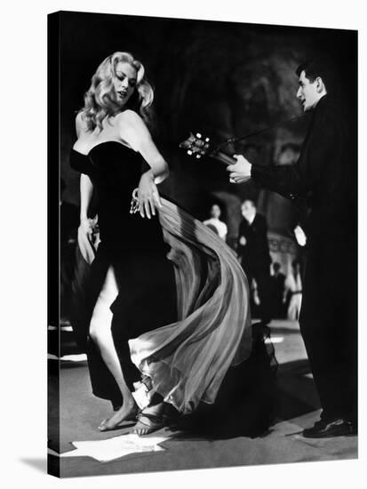 Anita Ekberg, La Dolce Vita, Federico Fellini, 1960 (b/w photo)-null-Stretched Canvas