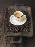 A Cup of Espresso on a Wooden Bowl with Coffee Beans-Anita Oberhauser-Photographic Print