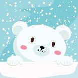 Close Up Picture of a Cute Polar Bear Hold on to the Ice in Snow Day-anitnov-Laminated Art Print