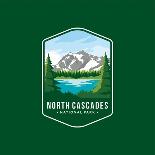 North Cascades National Park Emblem Patch Icon Illustration on Dark Background-anjar suwarno-Photographic Print