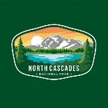 North Cascades National Park Emblem Patch Icon Illustration on Dark Background-anjar suwarno-Photographic Print