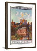 Anjou, France - View of a Castle from Water, State Railways Postcard, c.1920-Lantern Press-Framed Art Print