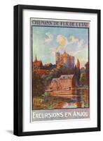 Anjou, France - View of a Castle from Water, State Railways Postcard, c.1920-Lantern Press-Framed Art Print