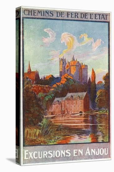 Anjou, France - View of a Castle from Water, State Railways Postcard, c.1920-Lantern Press-Stretched Canvas