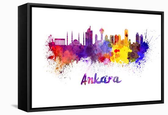 Ankara Skyline in Watercolor-paulrommer-Framed Stretched Canvas