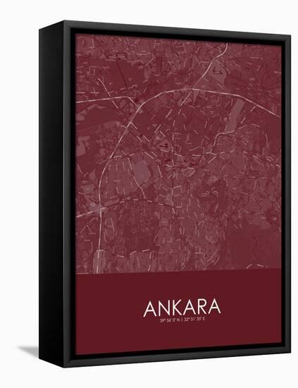 Ankara, Turkey Red Map-null-Framed Stretched Canvas