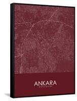 Ankara, Turkey Red Map-null-Framed Stretched Canvas