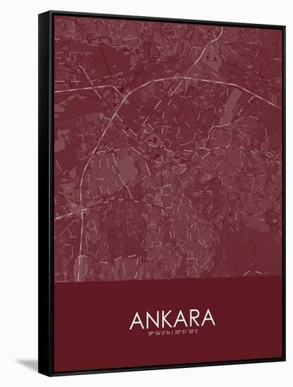 Ankara, Turkey Red Map-null-Framed Stretched Canvas