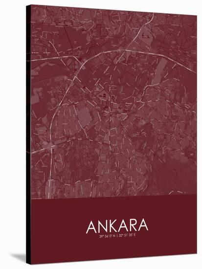 Ankara, Turkey Red Map-null-Stretched Canvas