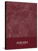 Ankara, Turkey Red Map-null-Stretched Canvas