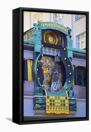 Anker Clock, Vienna, Austria, Europe-Neil Farrin-Framed Stretched Canvas