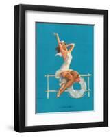 Ankles Aweigh - Sexy Sailor Glamour Pin-Up Girl-Gil Elvgren-Framed Art Print