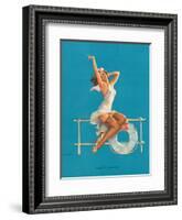 Ankles Aweigh - Sexy Sailor Glamour Pin-Up Girl-Gil Elvgren-Framed Art Print