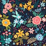 Elegant Floral Pattern in Small Flowers are Scattered on the Surface. Liberty Style. Floral Seamles-Ann and Pen-Stretched Canvas