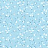 Simple Cute Pattern in Small White and Pink Flowers on Light Blue Background. Liberty Style. Ditsy-Ann and Pen-Stretched Canvas