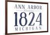 Ann Arbor, Michigan - Established Date (Blue)-Lantern Press-Framed Art Print