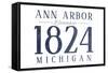 Ann Arbor, Michigan - Established Date (Blue)-Lantern Press-Framed Stretched Canvas