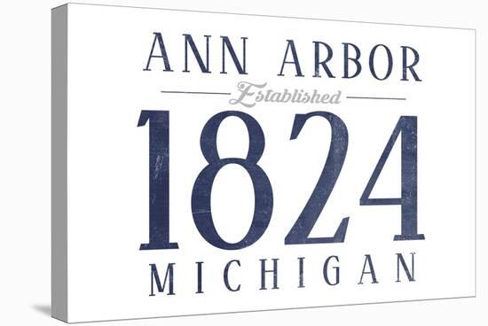 Ann Arbor, Michigan - Established Date (Blue)-Lantern Press-Stretched Canvas