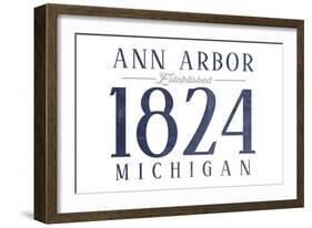 Ann Arbor, Michigan - Established Date (Blue)-Lantern Press-Framed Art Print