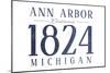 Ann Arbor, Michigan - Established Date (Blue)-Lantern Press-Mounted Art Print