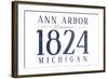 Ann Arbor, Michigan - Established Date (Blue)-Lantern Press-Framed Art Print