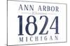 Ann Arbor, Michigan - Established Date (Blue)-Lantern Press-Mounted Art Print