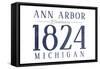 Ann Arbor, Michigan - Established Date (Blue)-Lantern Press-Framed Stretched Canvas