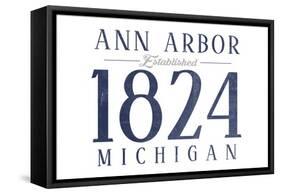 Ann Arbor, Michigan - Established Date (Blue)-Lantern Press-Framed Stretched Canvas