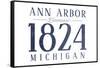 Ann Arbor, Michigan - Established Date (Blue)-Lantern Press-Framed Stretched Canvas