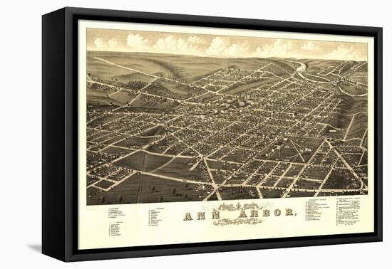 Ann Arbor, Michigan - Panoramic Map-Lantern Press-Framed Stretched Canvas