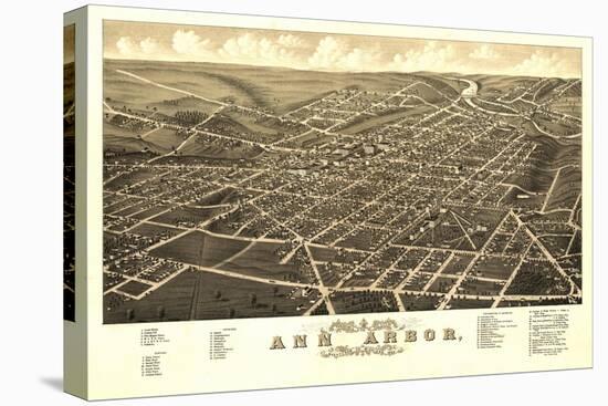 Ann Arbor, Michigan - Panoramic Map-Lantern Press-Stretched Canvas