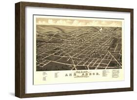 Ann Arbor, Michigan - Panoramic Map-Lantern Press-Framed Art Print