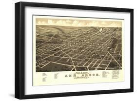 Ann Arbor, Michigan - Panoramic Map-Lantern Press-Framed Art Print
