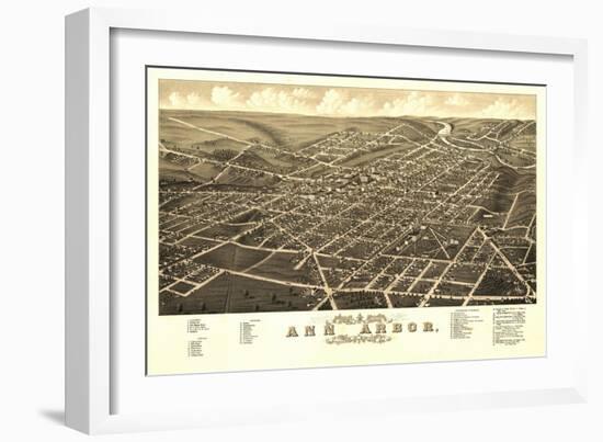 Ann Arbor, Michigan - Panoramic Map-Lantern Press-Framed Art Print