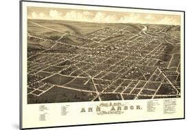 Ann Arbor, Michigan - Panoramic Map-Lantern Press-Mounted Art Print