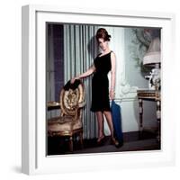 Ann-Margret, in French Drawing Room, Posing in Black Dress, 1960s-null-Framed Photo