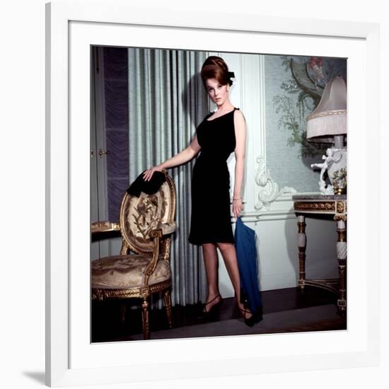 Ann-Margret, in French Drawing Room, Posing in Black Dress, 1960s-null-Framed Photo