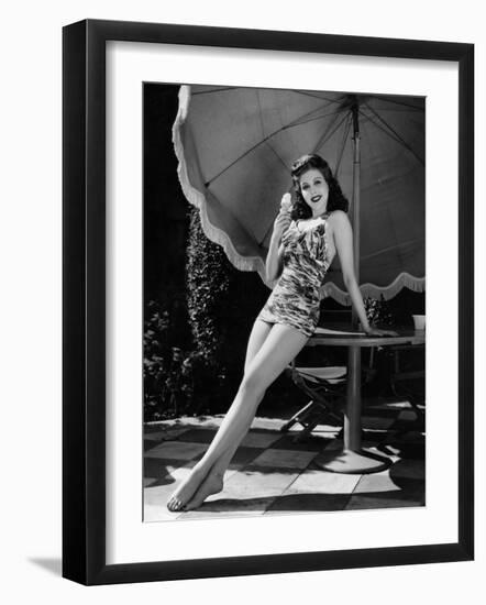 Ann Miller Eating Ice Cream, c.1941-null-Framed Photo