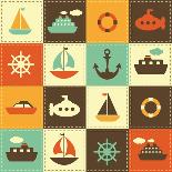 Patchwork Background with Sea Transport-Ann Precious-Mounted Art Print