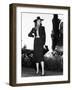 Ann Sheridan in Tile Red Flannel Suit Designed by Howard Shoup with Broad Brimmed Felt Hat, 1938-null-Framed Photo