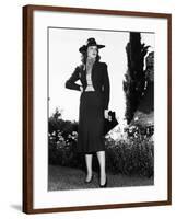 Ann Sheridan in Tile Red Flannel Suit Designed by Howard Shoup with Broad Brimmed Felt Hat, 1938-null-Framed Photo