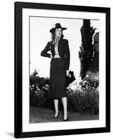 Ann Sheridan in Tile Red Flannel Suit Designed by Howard Shoup with Broad Brimmed Felt Hat, 1938-null-Framed Photo