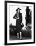 Ann Sheridan in Tile Red Flannel Suit Designed by Howard Shoup with Broad Brimmed Felt Hat, 1938-null-Framed Photo