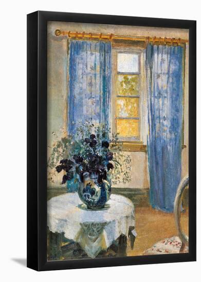 Anna Ancher Blue Clematis in the Studio of the Artist Art Print Poster-null-Framed Poster